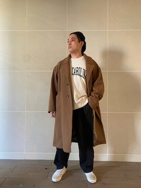 「MONKEY TIME（モンキータイム）のアイテム（チェスターコート）」を使った、Takashi.e.rさん（メンズ・165cm）の冬コーディネート