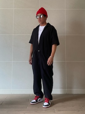「アイテム（ニットキャップ/ビーニー）」を使った、Takashi.e.rさん（メンズ・165cm）の夏コーディネート