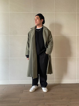「ハンチング」｜「アイテム（チェスターコート）」を使った、Takashi.e.rさん（メンズ・165cm）の冬コーディネート