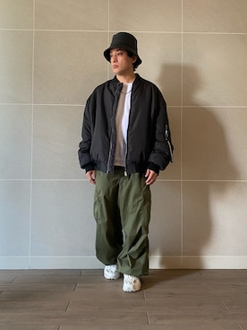 「AIVER（アイバー）のアイテム（帽子）」を使った、Takashi.e.rさん（メンズ・165cm）の冬コーディネート