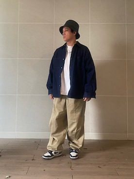 「AIVER（アイバー）のアイテム（帽子）」を使った、Takashi.e.rさん（メンズ・165cm）の秋コーディネート
