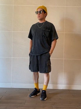 「アイテム（スウェットパンツ）」を使った、Takashi.e.rさん（メンズ・165cm）の夏コーディネート