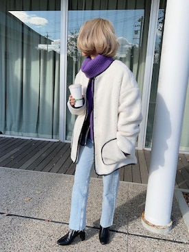 「LOWRYS FARM（ローリーズファーム）のストレッチヒールブーツ　851418（ブーツ）」を使った、12anna23さん（レディース・159cm）の冬コーディネート