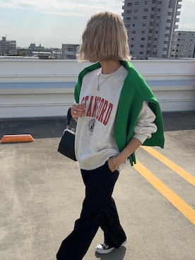 「158cm」｜「アイテム（スウェット）」を使った、12anna23さん（レディース・158cm）の春コーディネート