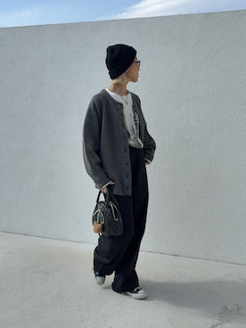 「アイテム（ニットキャップ/ビーニー）」を使った、12anna23さん（レディース・158cm）の冬コーディネート