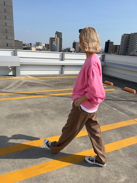 「158cm」｜「アイテム（スウェット）」を使った、12anna23さん（レディース・158cm）の春コーディネート