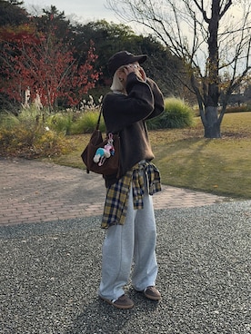 「アイテム（キャップ）」を使った、12anna23さん（レディース・158cm）の冬コーディネート