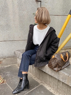 「LOWRYS FARM（ローリーズファーム）のストレッチヒールブーツ　851418（ブーツ）」を使った、12anna23さん（レディース・159cm）の秋コーディネート