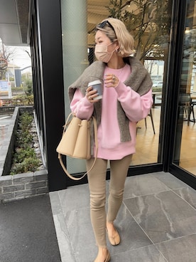 「158cm」｜「アイテム（スウェット）」を使った、12anna23さん（レディース・158cm）の冬コーディネート