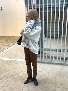 「158cm」｜「アイテム（スウェット）」を使った、12anna23さん（レディース・158cm）の冬コーディネート