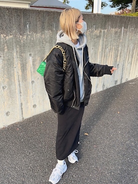 「CREARE -LINO-（クレアーレリノ）のアイテム（MA-1）」を使った、12anna23さん（レディース・158cm）の秋コーディネート