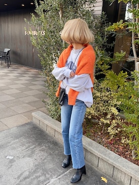 「158cm」｜「アイテム（スウェット）」を使った、12anna23さん（レディース・159cm）の冬コーディネート