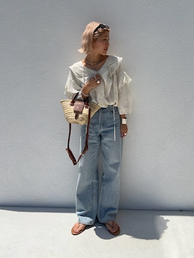 「アイテム（トートバッグ）」を使った、12anna23さん（レディース・158cm）の夏コーディネート