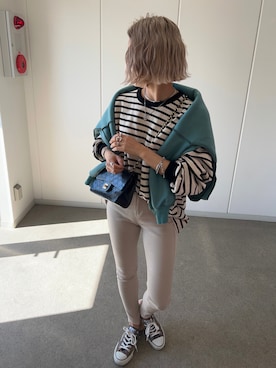 「158cm」｜「アイテム（スウェット）」を使った、12anna23さん（レディース・158cm）の春コーディネート