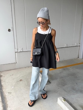 「SLY（スライ）のアイテム（パンツ）」を使った、12anna23さん（レディース・158cm）の夏コーディネート