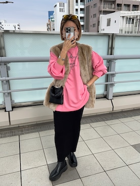 「158cm」｜「アイテム（スウェット）」を使った、12anna23さん（レディース・158cm）の冬コーディネート