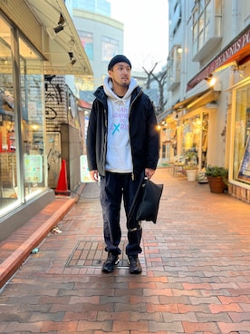 「WHITE MOUNTAINEERING（ホワイトマウンテニアリング）のアイテム」を使った、Renさん（メンズ・182cm）の冬コーディネート
