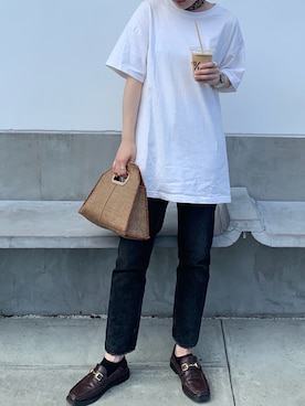 「MOUSSY（マウジー）のアイテム（財布/小物）」を使った、まるおさん（レディース・159cm）の夏コーディネート