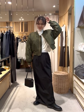 「アイテム（MA-1）」を使った、Chisato Tagamiさん（レディース・163cm）の冬コーディネート