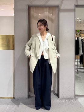 「SHENERY（シーナリー）のダブルジップフーディー（パーカー、ホワイト系）」を使った、Chisato Tagamiさん（レディース・163cm）の春コーディネート