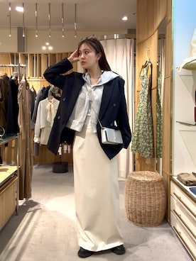 「SHENERY（シーナリー）のダブルジップフーディー（パーカー、グレー系）」を使った、Chisato Tagamiさん（レディース・163cm）の春コーディネート