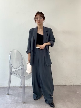 「アイテム（テーラードジャケット）」を使った、Chisato Tagamiさん（レディース・163cm・20代）の夏コーディネート