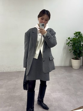 「アイテム（ジャケット/アウター、グレー系）」を使った、Chisato Tagamiさん（レディース・163cm）の冬コーディネート