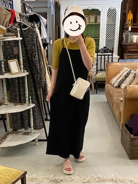 「Kastane（カスタネ）のテレコボーダー5分袖Tee（Tシャツ/カットソー）」を使った、ゆんさん（レディース・155cm）の春コーディネート