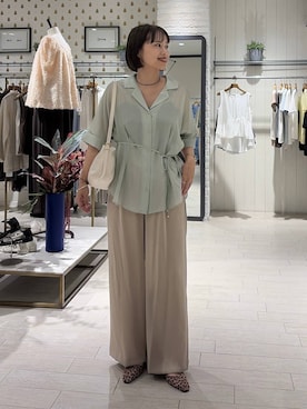 「A part by（アパートバイ）のソフトカーブバッグ（ショルダーバッグ、ホワイト系）」を使った、maruさん（レディース・158cm）の夏コーディネート