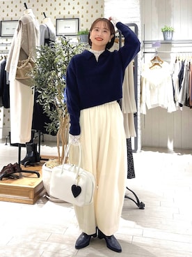 「ウエストゴム」｜「アイテム（財布/小物）」を使った、maruさん（レディース・157cm）の秋コーディネート