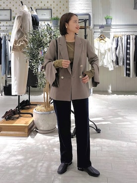 「A part by（アパートバイ）のＷライクテーラードスリットジャケット（テーラードジャケット）」を使った、maruさん（レディース・157cm）の秋コーディネート