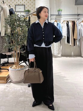 「A part by（アパートバイ）のショートオックスシャツ≪追加2≫（シャツ/ブラウス）」を使った、maruさん（レディース・157cm）の春コーディネート