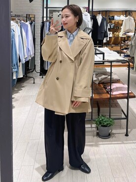 「A part by（アパートバイ）のショートオックスシャツ≪追加2≫（シャツ/ブラウス）」を使った、maruさん（レディース・157cm）の冬コーディネート