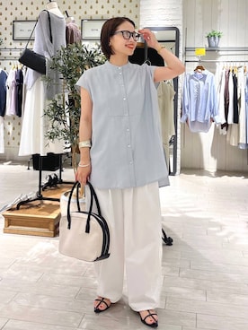 「アイテム（バングル/リストバンド、ベージュ系）」を使った、maruさん（レディース・157cm）の夏コーディネート