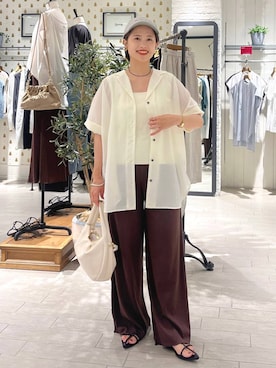 「A part by（アパートバイ）のアイテム（帽子）」を使った、maruさん（レディース・157cm）の夏コーディネート