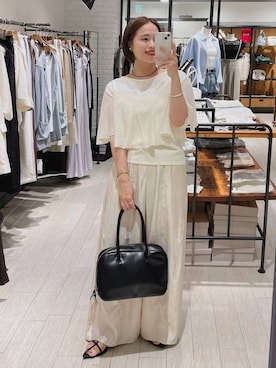 「着痩せ」｜「アイテム（アクセサリー）」を使った、maruさん（レディース・157cm）の夏コーディネート