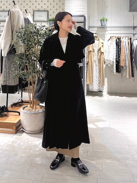 「A part by（アパートバイ）のアイテム（トレンチコート）」を使った、maruさん（レディース・157cm）の冬コーディネート