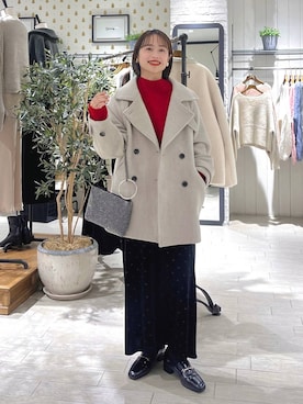 「アイテム（ピーコート）」を使った、maruさん（レディース・157cm）の冬コーディネート