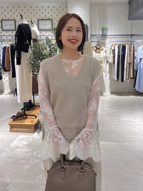 nowos フレアスリーブ　レースブラウス NOWOS nowos ノーウォス 17SS Lace flare sleeve blouse レース