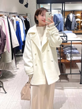 「ウエストゴム」｜「アイテム（ピーコート）」を使った、maruさん（レディース・157cm）の秋コーディネート