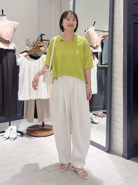 「A part by（アパートバイ）のソフトカーブバッグ（ショルダーバッグ、ホワイト系）」を使った、maruさん（レディース・158cm）の夏コーディネート