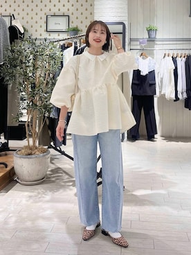 「A part by（アパートバイ）のApbカーブデニムパンツ（デニムパンツ、ブルー系）」を使った、maruさん（レディース・158cm）の冬コーディネート