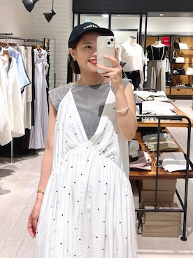 「キャミワンピース」｜「アイテム（帽子）」を使った、maruさん（レディース・157cm）の夏コーディネート