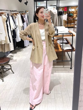 「タンクトップ」｜「アイテム（テーラードジャケット）」を使った、maruさん（レディース・157cm）の夏コーディネート