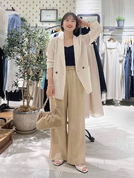 「A part by（アパートバイ）のＶネックキャミソール（キャミソール、ブラック系）」を使った、maruさん（レディース・158cm）の春コーディネート