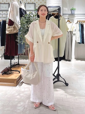 「キャミソール」｜「アイテム（ジャケット/アウター）」を使った、maruさん（レディース・157cm）の夏コーディネート