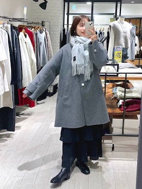 「アイテム（ノーカラーコート）」を使った、maruさん（レディース・157cm）の秋コーディネート
