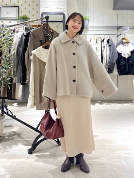 「アイテム（ステンカラーコート）」を使った、maruさん（レディース・157cm）の秋コーディネート