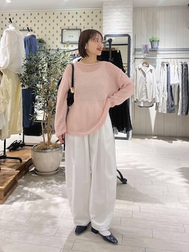 「A part by（アパートバイ）のハートモチーフバッグ（ショルダーバッグ、ブラック系）」を使った、maruさん（レディース・158cm）の春コーディネート