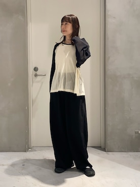 「CIAOPANIC TYPY（チャオパニックティピー）のアイテム（スラックス）」を使った、ささきともみさん（レディース・158cm）の春コーディネート